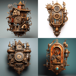 "Steampunk Cuckoo Clock" via MidJourney.